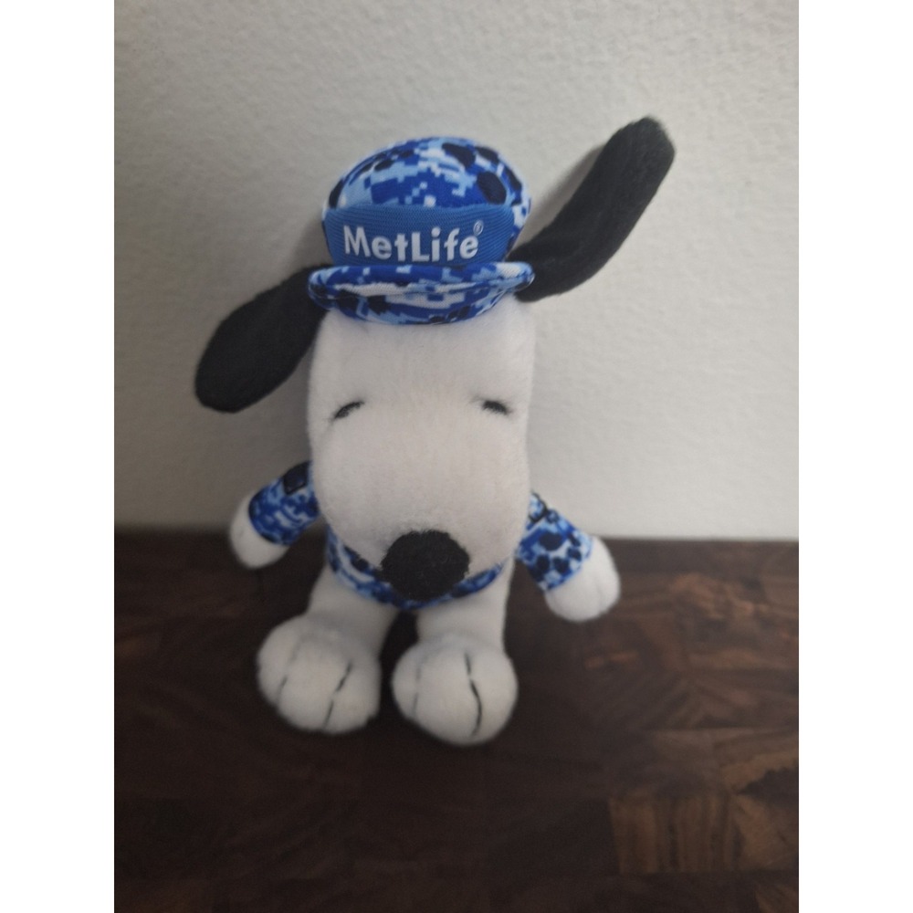 Jazwares Peanuts Snoopy Dog Plush Stuffed Animal‎ MetLife Blue Camo Outfit Hat